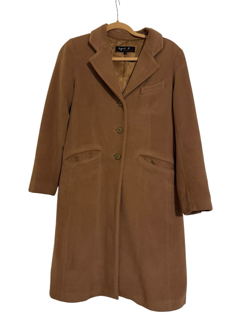 agnès b. Camel Lambswool Angora Coat Size 38 / US 6 Made in France